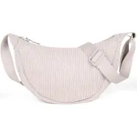 Unyqoos Sac bandoulière pour femmes – Forme demi-lune en velours côtelé, bandoulière réglable, plusieurs compartiments, sac bandoulière élégant