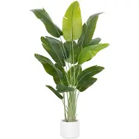 Unyqoos Plante artificielle paradisienne ultra-réaliste, 200 cm – Plante décorative facile d'entretien, avec pot blanc, pour intérieur et extérieur