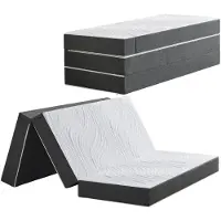 Unyqoos Matelas pliable avec housse amovible et lavable (100% polyester) – 75 x 195 x 15 cm, idéal pour les voyages, les invités et le camping, avec poignée de transport