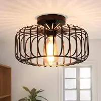 Unyqoos Plafonnier noir en métal, diamètre 30 cm, abat-jour rond, culot E27 – compatible avec les ampoules LED, fluocompactes, halogènes et à incandescence jusqu'à 60 W (ampoule non incluse)