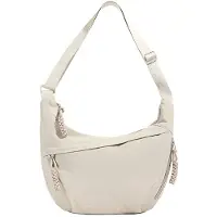 Unyqoos Sac bandoulière en nylon, imperméable, avec bandoulière réglable, 3 compartiments zippés et 5 poches ouvertes – sac bandoulière léger