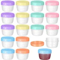 Unyqoos : Coffret de 18 petits récipients de congélation réutilisables de 80 ml – couvercles à vis étanches, sans BPA, gradués, compatibles lave-vaisselle, disponibles en 6 couleurs