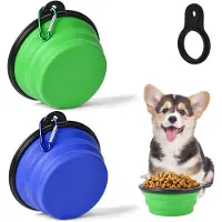 Unyqoos Ensemble de 2 gamelles pliables pour chiens , avec porte-bouteille et mousqueton, profondeur réglable, lavables en machine, gain de place, pour chiens de petite à moyenne taille