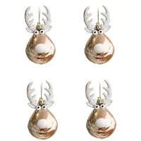Unyqoos : Lot de 4 boules de Noël en plastique incassables, décorées de motifs de rennes – décorations festives pour le sapin et la table, légères et réutilisables