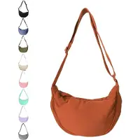 Unyqoos Sac bandoulière en forme de croissant pour femmes, en nylon souple, avec bandoulière réglable, dimensions : 31 x 16 x 9 cm, fermeture à glissière