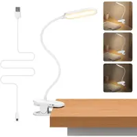 Unyqoos Lampe de lecture LED flexible rechargeable par USB – 3 niveaux de luminosité, lumière douce de 4000 K, batterie de 1200 mAh, clip et fonction de support, bouton tactile