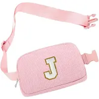 Unyqoos Pochette en velours côtelé Rosa de la marque pour femmes – 15,5 x 23,5 cm, personnalisable avec des initiales, bandoulière réglable, utilisable en sac banane ou en bandoulière
