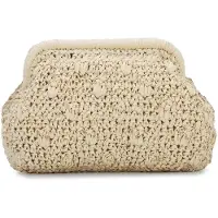 Unyqoos Sac à main en corde tressée de papier pour femmes – Pochette/sac bandoulière avec fermoir à rabat, chaîne amovible, doublure en polyester, 30 x 20 cm, idéal pour l'été et la plage