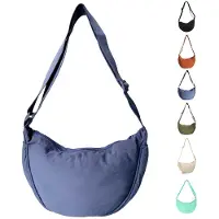 Unyqoos Sac bandoulière en forme de croissant pour femmes et filles, en nylon imperméable, doublure en polyester, dimensions : 31 x 16 x 9 cm, bandoulière réglable de 30 à 57 cm