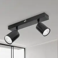 Unyqoos Spot encastré à 2 flammes, noir, en métal – orientable à 350° et inclinable à 90°, culot GU10 (ampoule non incluse), adapté aux ampoules LED/halogène jusqu'à 50 W
