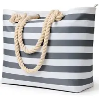 Unyqoos Sac de plage et de piscine extra large, dimensions 57 x 37 x 18 cm, tissu 100% imperméable, doublure en polyester, capacité pour 6 à 7 serviettes / 20 à 30 articles, fermeture éclair
