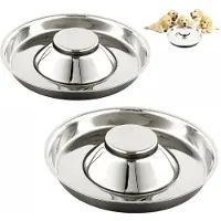 Unyqoos Ensemble de 2 gamelles en acier inoxydable , diamètre 30 cm, capacité 1,4 L, gamelles hygiéniques pour l'alimentation et l'eau, idéales pour nourrir simultanément plusieurs chiots