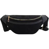 Unyqoos Pochette bandoulière en tissu, modèle "Cordstoff", polyvalente pour femmes et hommes, avec bandoulière réglable, dimensions : 32 x 14 x 8 cm, couleurs : beige, noir, marron foncé