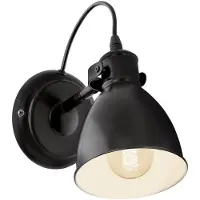 Unyqoos Applique murale noire mate avec abat-jour pivotant, intérieur blanc, culot E27 (max. 40 W), gradable, dimensions : 21,5 x 20 cm – idéale pour les salons et les couloirs