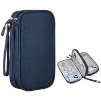 Unyqoos Sac d'organisation électronique – tissu jacquard étanche, à 2 compartiments pour câbles, chargeurs, batteries externes et accessoires, compact, léger, avec porte-clés