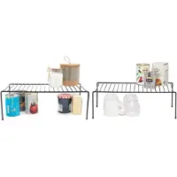 Unyqoos Ensemble de 2 organisateurs de cuisine – Étagères de rangement noires et robustes en acier massif, design vertical gain de place pour les assiettes, les planches à découper et les couvercles