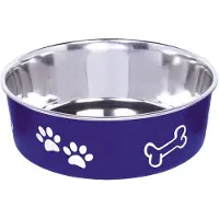 Unyqoos Gamelle anti-dérapante pour chiens, 20 cm (1,8 l) – bleue, avec anneau en caoutchouc antidérapant, lavable au lave-vaisselle, pour chiens de petite et moyenne taille