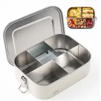 Unyqoos Boîte à lunch en acier inoxydable , 5 compartiments, 1600 ml – boîte à repas étanche et lavable au lave-vaisselle, idéale pour le travail et les déplacements