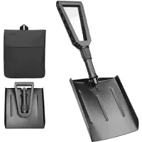 Unyqoos Pelle à neige pliable – portable, en 3 parties, fabriquée en alliage d'aluminium, avec manche ergonomique en ABS et triangle en acier, inclut une sacoche de transport
