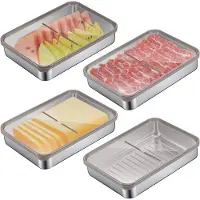 Unyqoos Ensemble de 4 boîtes de conservation en acier inoxydable , avec couvercles hermétiques en PP – Boîtes de rangement pour réfrigérateur, avec couvercles transparents, lavables au lave-vaisselle