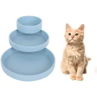 Unyqoos Ensemble de 3 gamelles en silicone pour chats et chiots – sans danger pour les aliments, plates, dimensions : 17,5 x 2,5 / 15 x 2,5 / 10 x 3,5 cm, de couleurs variées (bleu, rose, vert, jaune)