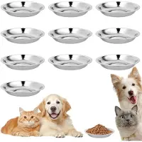Unyqoos Ensemble de 10 gamelles pour chats en acier inoxydable : antidérapantes, lavables au lave-vaisselle, plates et larges, respectueuses des moustaches, pour nourriture et eau, empilables