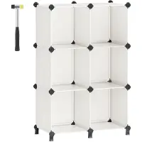 Unyqoos : Système de rangement modulaire et empilable – 6 cubes, couleur crème, en plastique PP robuste avec renfort métallique, idéal pour les vêtements, les chaussures et les livres