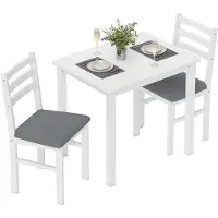 HOMCOM Ensemble de salle à manger : table et 2 chaises, pour petits espaces, blanc
