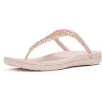 FitFlop pour femme. A5Y-C53 Sandales en Cuir Solay Mixed-Crystal Toe-Post nude (37), 1 à 3 cm, Aucun, Casuel
