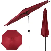 Puluomis Parasol Puluomi pour balcon, plage ou marché, Ø 290 cm, inclinable, pour jardin ou terrasse, protection solaire, rouge