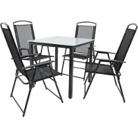 VCM Ensemble salon de jardin 5 pièces | groupe de salle à manger de groupe de sièges | 1x table, 4 x chaises | dimensions de table env. H. 76 x W. 80 x D. 80 cm | Hochlehner Set 80M