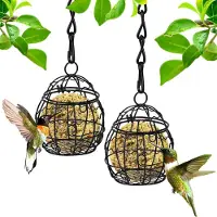 Unyqoos : Lot de 2 distributeurs de graines pour oiseaux, résistants aux intempéries, en métal inoxydable – Parfaits pour le jardin et le balcon, avec crochets de suspension