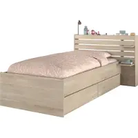 Parisot Lit avec espace de rangement - 90 x 190/200 - couleur bois - TENALIA