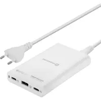Swissten chargeur 60W avec 2x ports USB-C + 1x port USB 3.0 QuickCharge, - Blanc