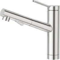 Unyqoos Robinet de cuisine en acier inoxydable, finition brossée, avec douchette extractible, 2 types de jets, pivotant à 120°, aérateur économe en eau (économise plus de 30 %)