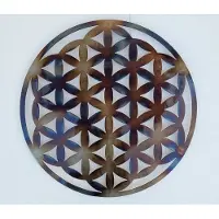 Unyqoos Décoration murale en métal "Fleur de vie", diamètre 60 cm – Grande décoration murale ronde en métal, idéal pour décorer un salon, une chambre ou un bureau
