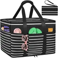 Unyqoos Grand sac de plage, 45 litres, 50 x 35 x 20 cm – Matériau imperméable, fermeture éclair, 12 compartiments dont un compartiment étanche, pour femmes et familles