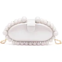 Unyqoos : Pochette élégante ovale ornée de perles – Pochette de soirée en acrylique avec chaîne, idéale pour les mariages, les galas et les occasions spéciales