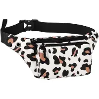 Unyqoos Poche de ceinture de sport – banane étanche avec prise pour casque, sangle réglable jusqu'à 102 cm, motif léopard, plus de 40 modèles disponibles
