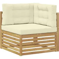 vidaXL Ensemble de salon de jardin 9 pièces, blanc et crème, en bois d'acacia massif