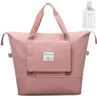 Unyqoos : Sac de voyage pliable et étanche – 25 L, sac de sport et de week-end, couleur rose, tissu Oxford haute densité, compartiment sec/humide avec 2 poches zippées