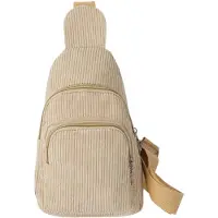 Unyqoos Poche poitrine pour femmes en velours côtelé – sac bandoulière compact et léger, avec une bandoulière réglable et une fermeture éclair sécurisée, idéal pour les voyages et la vie quotidienne