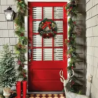 Unyqoos Couronne de Noël de 30 cm – Couronne décorative en PVC avec des baies, des boules et un ruban, pour intérieur et extérieur, avec des branches faites à la main