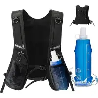 Unyqoos Gilet de course léger avec 6 poches – réglable, en nylon, inclut une gourde souple de 500 ml, bandes réfléchissantes pour une meilleure visibilité (unisex)