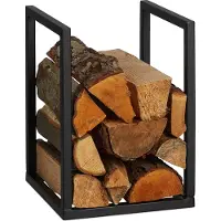 Relaxdays Support métallique pour bois de chauffage RD47807, noir