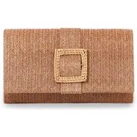 Unyqoos Pochette tissée en raphia pour femmes – design élégant en forme d'enveloppe, sac léger pour la plage et les soirées, avec chaîne à porter en bandoulière
