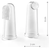 Babyono Brosse à dents en silicone pour bébés sur le doigt, 2pcs avec boîte