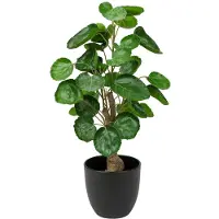 Unyqoos Plante artificielle, 45 cm – Décoration attrayante et facile d'entretien pour l'intérieur et l'extérieur, pot noir mat, feuilles réalistes en tissu soyeux, non toxique