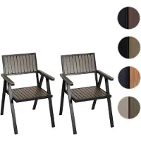 Mendler Lot De 2 Chaises De Jardin Hwc-J95, Chaise De Balcon Aluminium Aspect Bois Structure Noire, Grise
