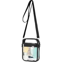 Unyqoos Sac bandoulière transparent – adapté aux stades, en PVC/TPU, avec bandoulière réglable de 69 à 137 cm, dimensions : 18,8 x 14 x 3,8 cm, idéal pour les événements et les voyages